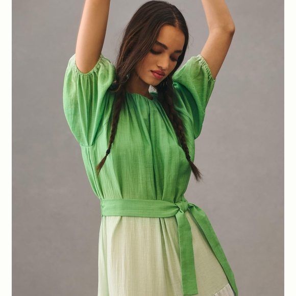 Anthropologie Significant Other Puff Sleeve Belted dress 👗 - Picture 3 of 7